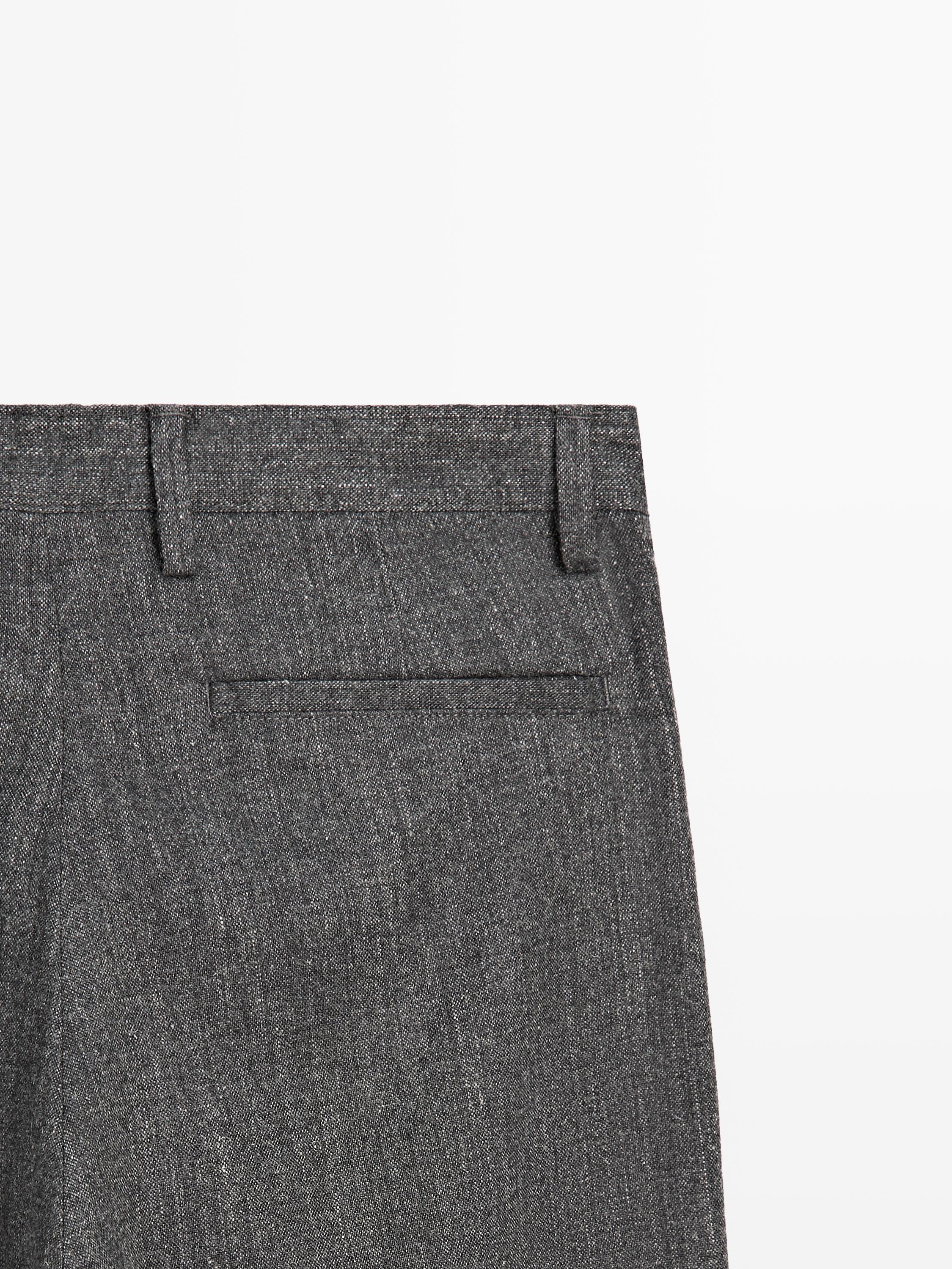 Straight-leg wool blend trousers